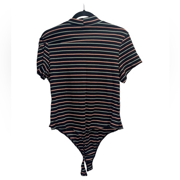 BP Nordstrom Dani Black Multi Stripe Mock Neck Knit Bodysuit Sz XL - Picture 5 of 7